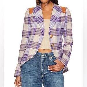 Smythe Purple and Tan Plaid Blazer